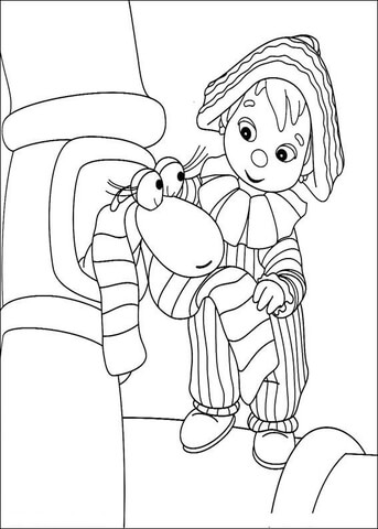 Andy Pandy Gives A Shawl To The Snake  Coloring Page